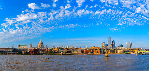 View of St. Paul's Cathedral, River Thames and City of London skyline, London, England, United Kingdom, Europe