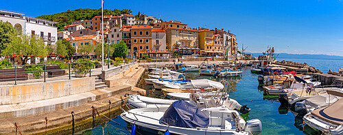 View of boats in the marina in Moscenicka Draga, Kvarner Bay, Eastern Istria, Croatia, Europe