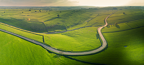 Aerial view of A623 near Tideswell, Peak District National Park, Derbyshire, England, United Kingdom, Europe