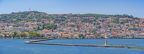 View of Argostoli and De Bosset Bridge, capital of Cephalonia, Kefalonia, Ionian Islands, Greek Islands, Greece, Europe