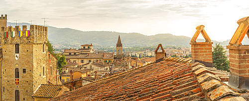 View of city skyline and rooftops from Palazzo della Fraternita dei Laici, Arezzo, Province of Arezzo, Tuscany, Italy, Europe