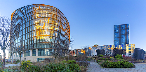 View of contemporary Co-op building in Angel Square, Manchester, Lancashire, England, United Kingdom, Europe