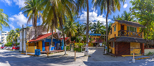 View of colourful bar at Puerto Morelos, Caribbean Coast, Yucatan Peninsula, Riviera Maya, Mexico, North America