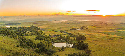 View of landscape from Kloppenheim Country Estate at sunrise, Machadodorp, Province of Mpumalanga, South Africa, Africa