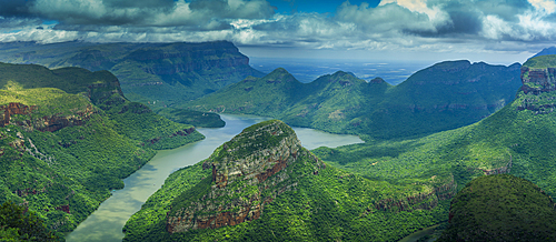 View of moody skies over the Blyde River Canyon, Province of Mpumalanga, South Africa, Africa