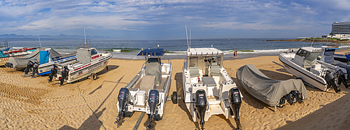 View of boats on Central Beach in Plettenberg Bay, Plettenberg, Garden Route, Western Cape Province, South Africa, Africa