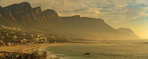 View of The Twelve (12) Apostles, Table Mountain Nature Reserve from Camps Bay, Cape Town, Western Cape, South Africa, Africa