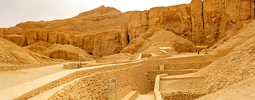 View of entrances to various tombs, Valley of the Kings, UNESCO World Heritage Site, Thebes, Egypt, North Africa, Africa