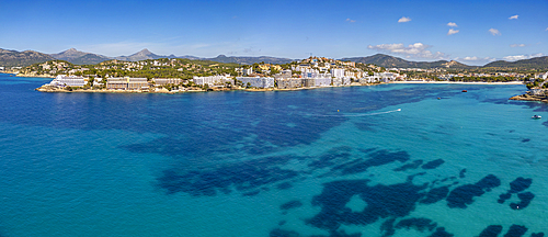 Aerial view of turquoise sea and Santa Ponsa, Majorca, Balearic Islands, Spain, Mediterranean, Europe