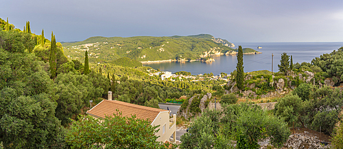 View of coastline from Tomateli, Corfu, Ionian Sea, Greece, Europe, Corfu, Ionian Sea, Greek Islands, Greece, Europe