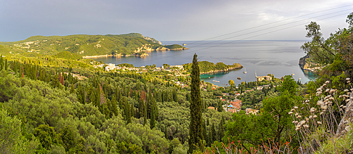 View of coastline from Tomateli, Corfu, Ionian Sea, Greece, Europe, Corfu, Ionian Sea, Greek Islands, Greece, Europe