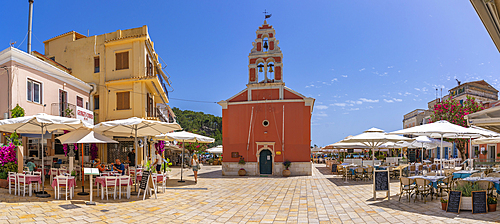 View of Ascension of the Lord Holy Orthodox Church in Gaios Town, Paxos, Ionian Sea, Greek Islands, Greece, Europe