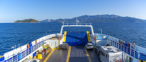 View of Thassos from ferry, Thassos, Aegean Sea, Greek Islands, Greece, Europe