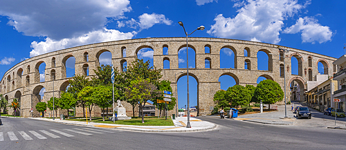 View of Aqueduct from Ottoman era, Dimos Kavalas, Eastern Macedonia and Thrace, Gulf of Thasos, Gulf of Kavala, Thracian Sea, Greece, Europe