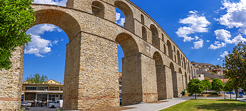 View of Aqueduct for Ottoman era, Dimos Kavalas, Eastern Macedonia and Thrace, Gulf of Thasos, Gulf of Kavala, Thracian Sea, Greece, Europe