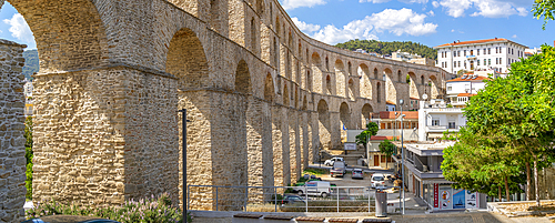 View of Aqueduct from the Ottoman era, Dimos Kavalas, Eastern Macedonia and Thrace, Gulf of Thasos, Gulf of Kavala, Thracian Sea, Greece, Europe