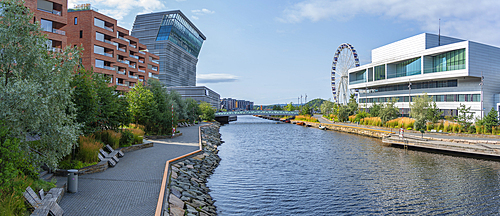 View of the Munch Museum and Oslo Opera House on a sunny day, Oslo, Norway, Scandinavia, Europe