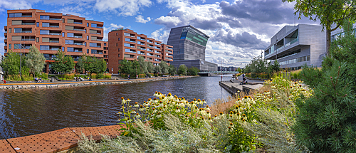 View of the Munch Museum and Oslo Opera House on a sunny day, Oslo, Norway, Scandinavia, Europe