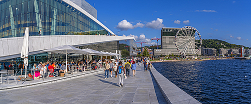 View of Opera House and Munch Museum on a sunny day, Oslo, Norway, Scandinavia, Europe