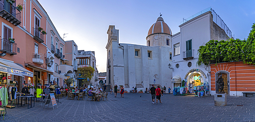 View of Chiesa di San Gaetano church in Piazza Medaglia d'Oro, Forio, Island of Ischia, Campania, Italy, Europe