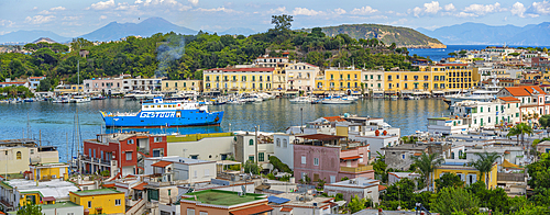 Elevated view of Porto d'Ischia (Port of Ischia), Island of Ischia, Campania, Italy, Europe