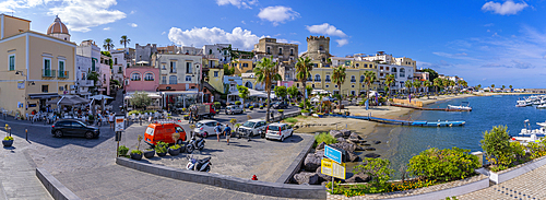 View of cafes and bars on Via Marina, Forio, Island of Ischia, Campania, Italy, Europe