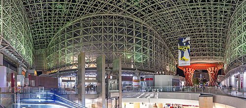 View of interior of Kanazawa Station at night, Kanazawa City, Ishikawa Prefecture, Honshu, Japan