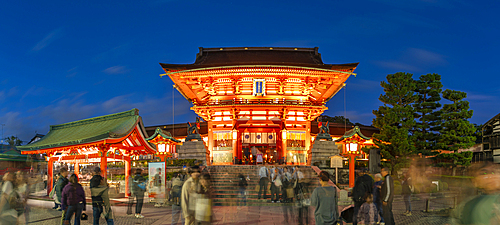 View of Kyoto's Fushimi Inari Buddist Temple at dusk, Fukakusa Yabunouchicho, Fushimi Ward, Kyoto, Japan, Asia