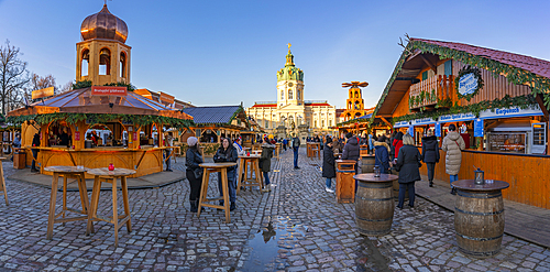 View of Christmas market at Charlottenburg Palace in Schloss Charlottenburg, Berlin, Germany, Europe