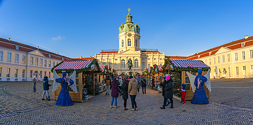 View of Christmas market at Charlottenburg Palace in Schloss Charlottenburg, Berlin, Germany, Europe