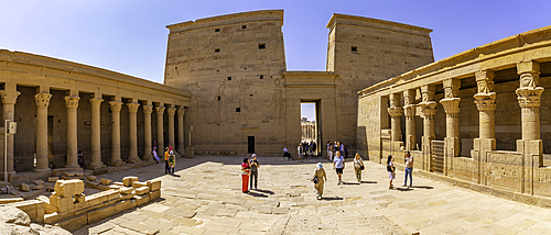 View of Temple at Philae on a sunny day, Aswan, Nubia, Egypt, North Africa, Africa