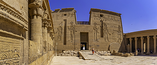 View of Temple at Philae on a sunny day, Aswan, Nubia, Egypt, North Africa, Africa