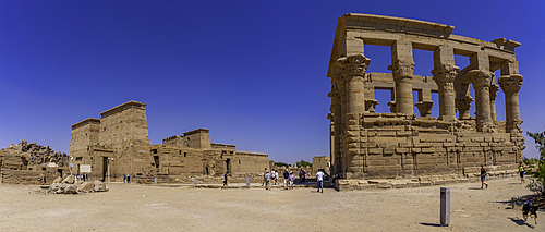View of Temple at Philae on a sunny day, Aswan, Nubia, Egypt, North Africa, Africa