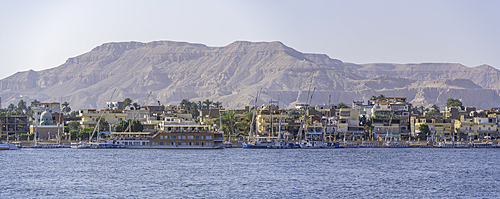 View of Nile river in Luxor on a sunny day, Luxor, Egypt, Africa