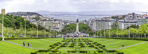 View of Parque Eduardo VII and Marques De Pombal, Lisbon, Portugal, Europe