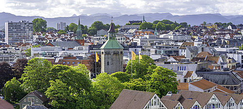Aerial view of Stavanger skyline during daytime, Stavanger, Norway, Scandinavia, Europe