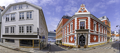 View of colourful architecture in old town during daytime, Stavanger, Norway, Scandinavia, Europe