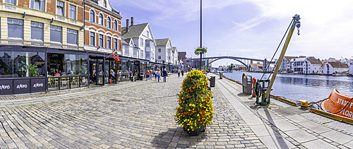 View of waterside architecture in Haugesund on a sunny day, Haugesund, Rogaland County, Norway, Scandinavia, Europe