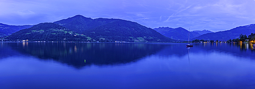 View of mountains and Lake Zell at dusk, Zell am See, Salzburg, Austria, Europe