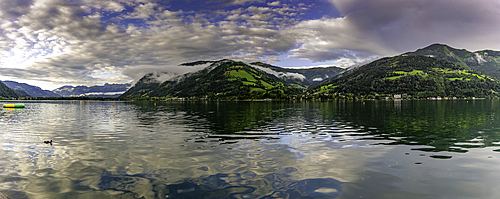View of mountains and Lake Zell during golden hour, Zell am See, Salzburg, Austria, Europe