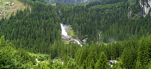 View of Krimml Waterfalls during summer, Krimml Waterfalls, Hohe Tauern National Park, Salzburger Land, Austria, Europe