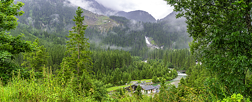 View of Krimml Waterfalls during summer, Krimml Waterfalls, Hohe Tauern National Park, Salzburger Land, Austria, Europe