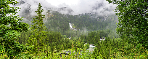 View of Krimml Waterfalls during summer, Krimml Waterfalls, Hohe Tauern National Park, Salzburger Land, Austria, Europe