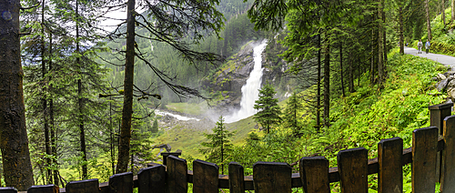 View of Krimml Waterfalls during summer, Krimml Waterfalls, Hohe Tauern National Park, Salzburger Land, Austria, Europe