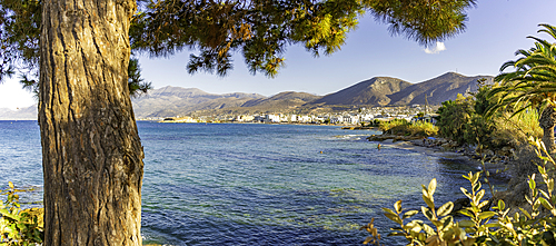 View of coastline in Limenas Chersonisou, Crete, Greek Islands, Greece, Europe