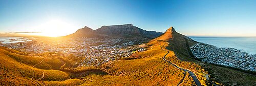 Aerial view from Signal Hill at dawn, Cape Town, Western Cape, South Africa