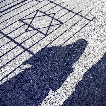 Shadow of the Star of David on the ground, Sephardic Hebrew Center, Vedado, Havana, Cuba