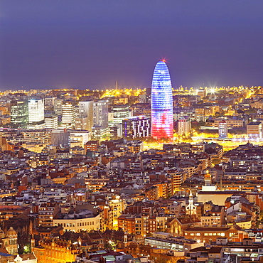 Barcelona Skyline with Torre Agbar Tower, Barcelona, Catalonia, Spain, Europe