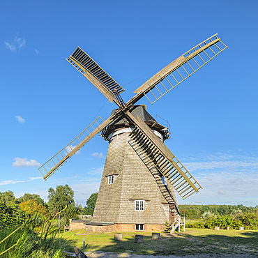 Windmill near Benz, Achterland, Usedom Island, Baltic Sea, Mecklenburg-Western Pomerania, Germany, Europe