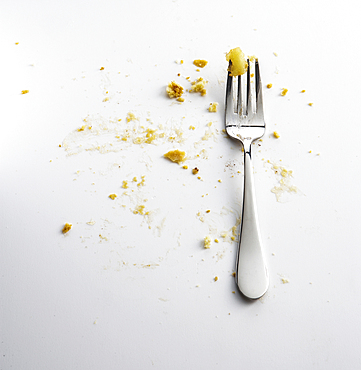 Fork with crumbs of apple pie